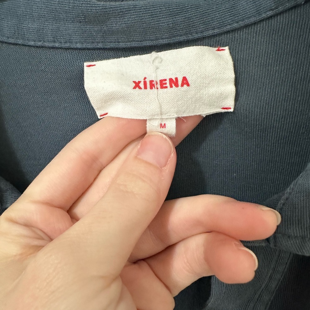 XiRENA Navy Split-Neck Button Down Blouse - image 5